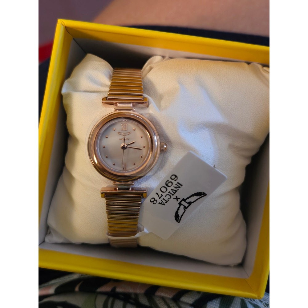 Invicta Womens Angel 29078 Rose Gold Mother of Pearl Dial Expansion Band Watch